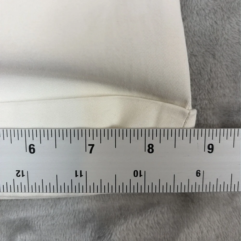 Faconnable Cadet Chino Pants Mens 36R White Straight Leg Cuffed Cotton Blend